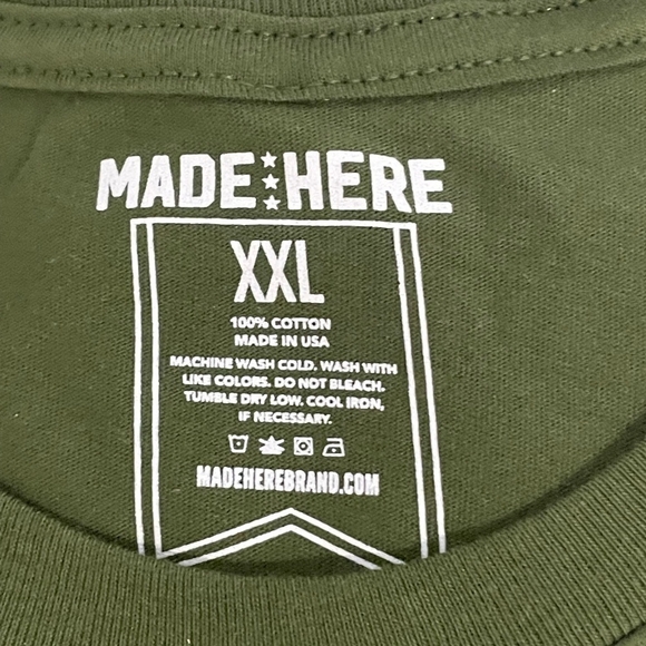 New MADE HERE The General Cotton Men’s Tee Cargo Green Short Sleeve T-Shirt - Picture 6 of 7